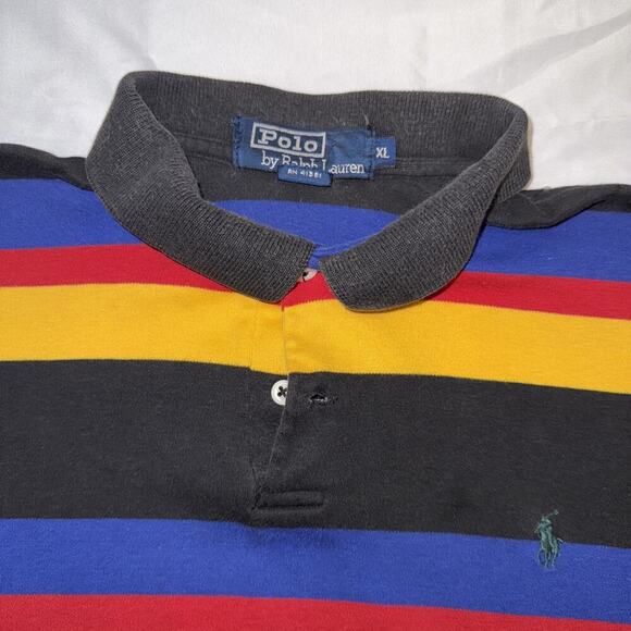 Vintage Men’s Ralph Lauren Striped Polo Size: Xl - Picture 5 of 9